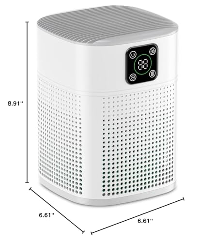 Honeyuan H13 HEPA Air Purifier – 3-Stage Filtration with 360° Air Intake, 600 sq ft Coverage, White