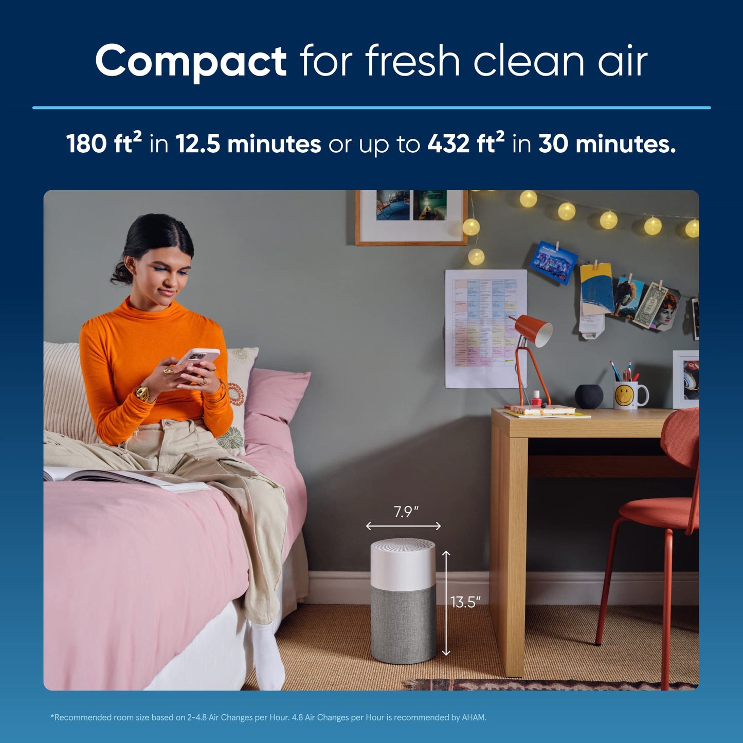 Blueair Blue Pure 511 HEPASilent Air Purifier – Small Room & Bedroom Air Cleaner for Dust, Allergies, Pets, and Viruses