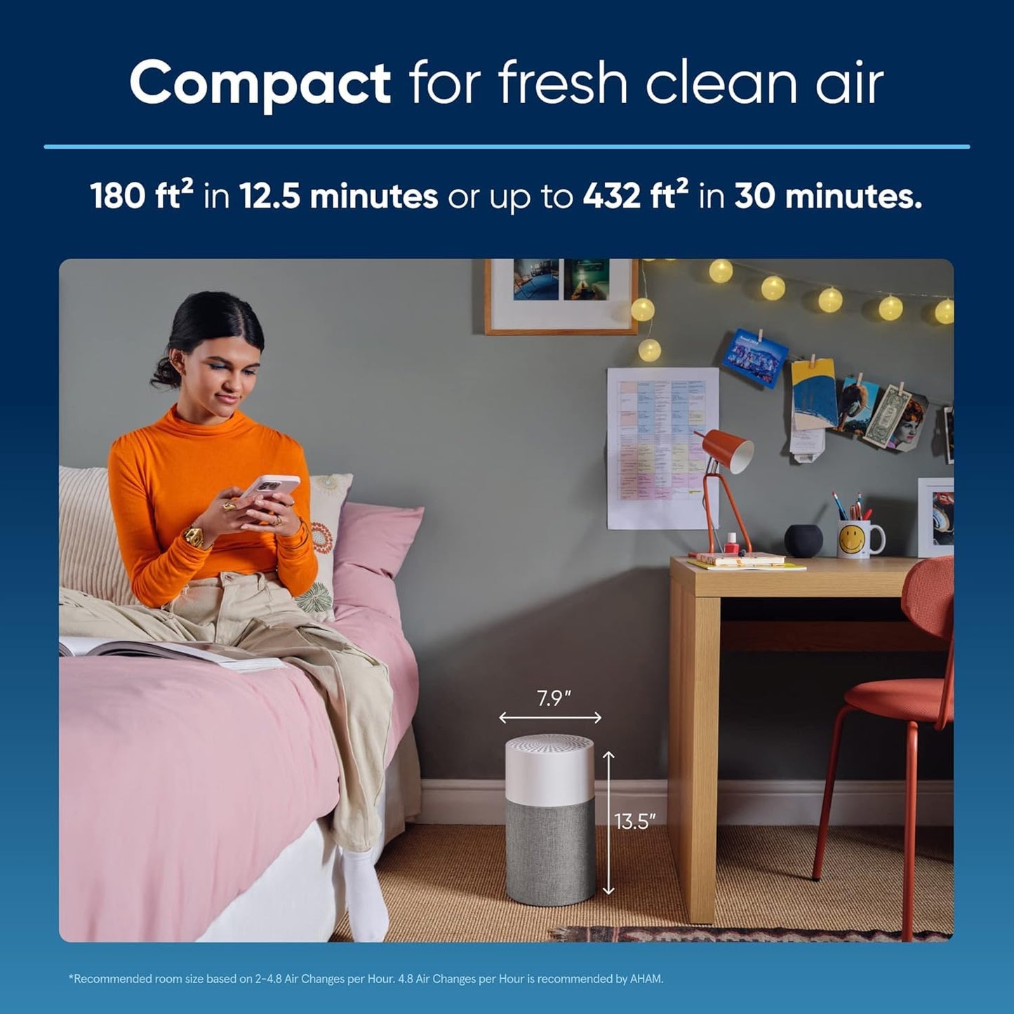 Blueair Blue Pure 511 HEPASilent Air Purifier – Small Room & Bedroom Air Cleaner for Dust, Allergies, Pets, and Viruses