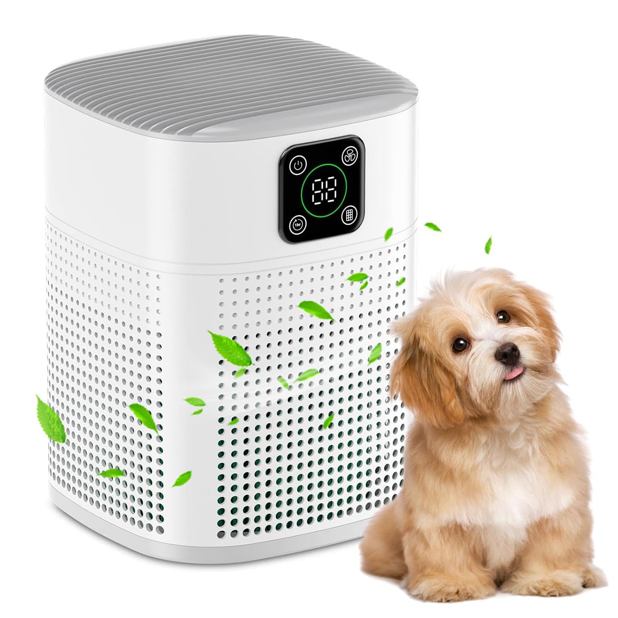 Honeyuan H13 HEPA Air Purifier – 3-Stage Filtration with 360° Air Intake, 600 sq ft Coverage, White