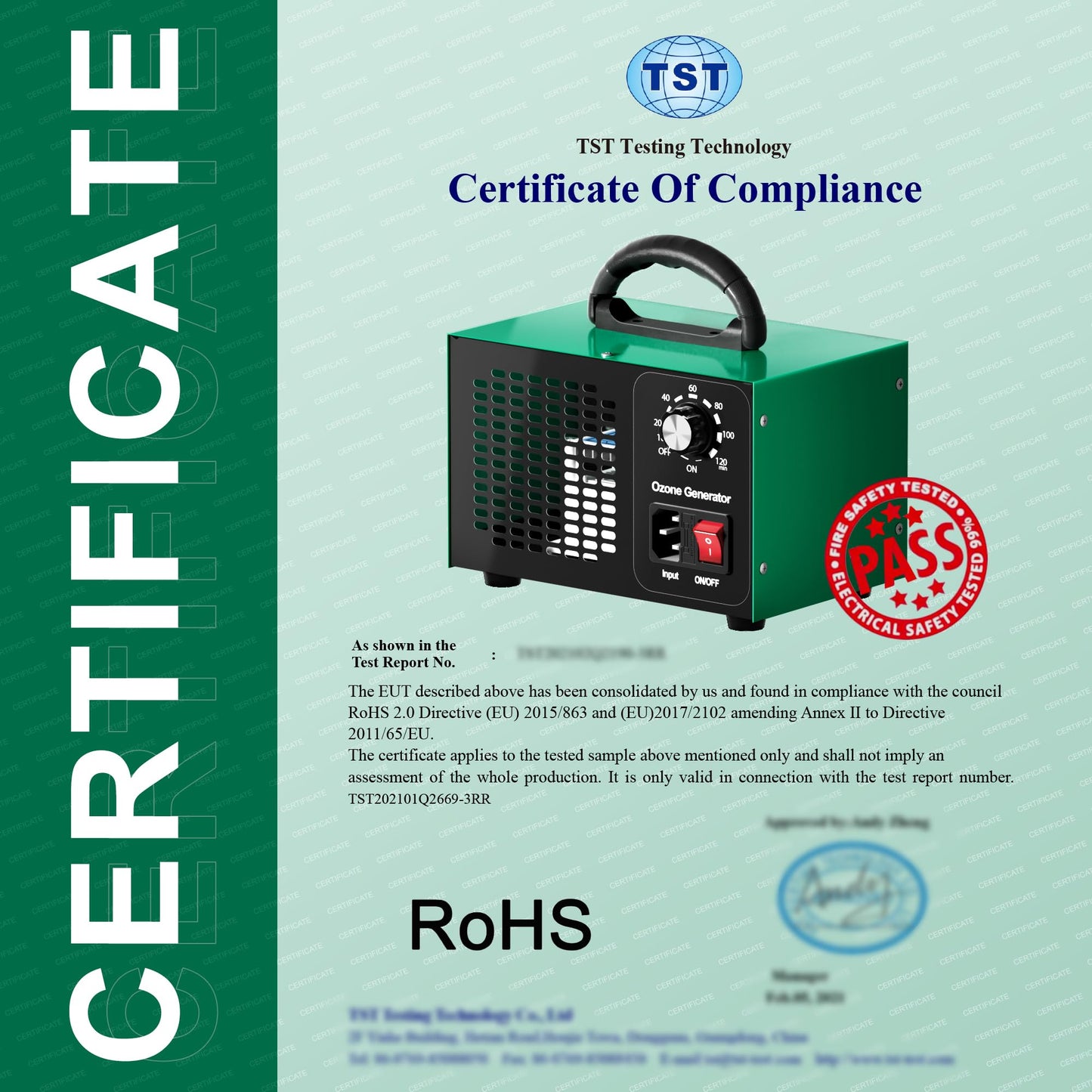 High-Capacity Ozone Generator 45,000mg/h โ Industrial & Home Air Purifier and Deodorizer for Large Areas up to 2500 sq ft (Green)