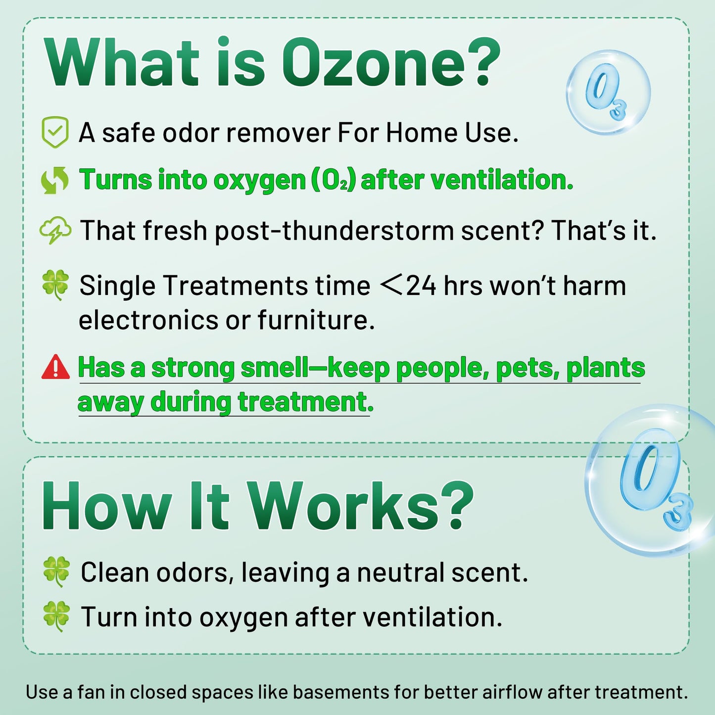 High-Capacity Ozone Generator 45,000mg/h โ Industrial & Home Air Purifier and Deodorizer for Large Areas up to 2500 sq ft (Green)