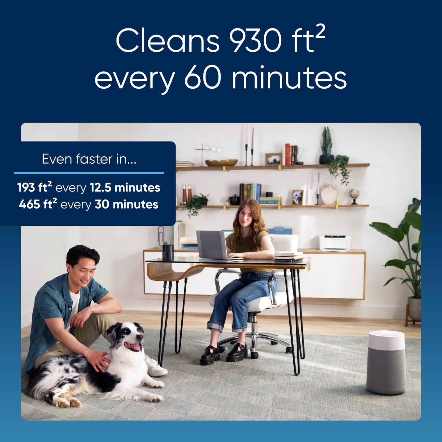 Blueair Blue Pure 511i Max HEPASilent Air Purifier – Cleans up to 926 sq ft, Small Room & Bedroom Air Cleaner for Pets, Allergies, Smoke, and Dust