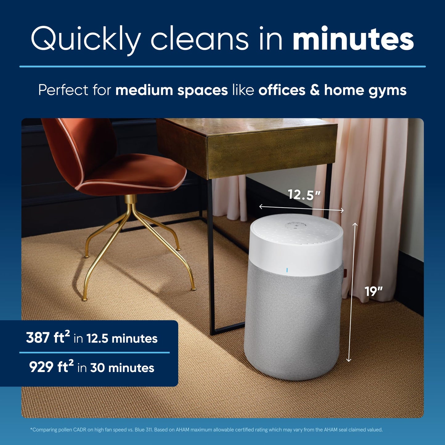 Blueair Blue Pure 311i Max HEPASilent Smart Air Purifier – Cleans up to 1,858 sq ft, Air Cleaner for Bedrooms, Kitchens & Medium Rooms