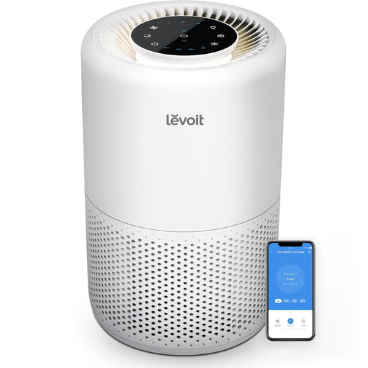 LEVOIT Core 200S-P Smart HEPA Air Purifier – WiFi & Alexa Control, 3-in-1 Filtration with Sleep Mode for Bedrooms & Dorm Rooms (White)