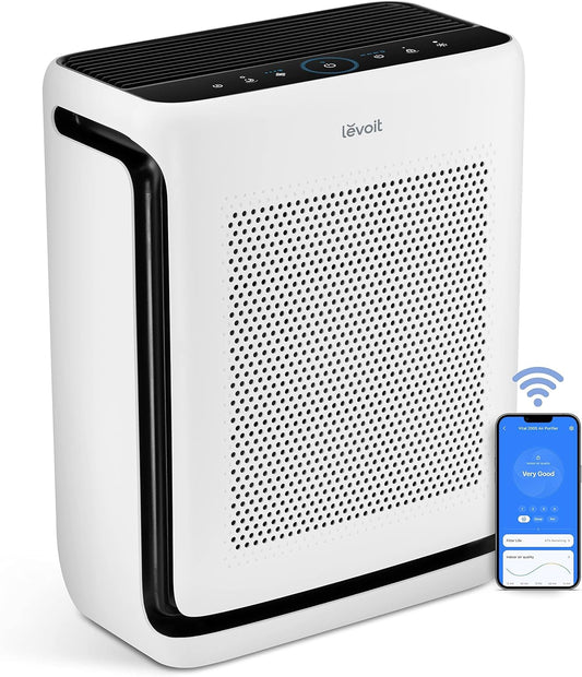LEVOIT Vital 200S-P Smart HEPA Air Purifier – Large Room Coverage up to 1875 sq ft, Washable Pre-Filter, Air Quality Monitor & Sleep Mode (White)