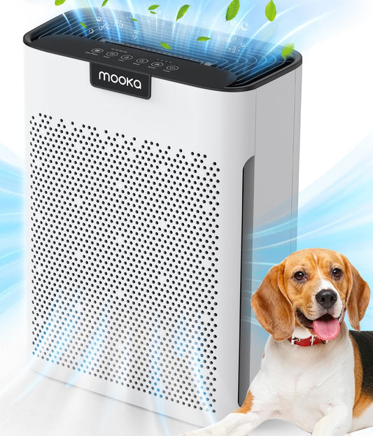 MOOKA KJ190L HEPA Air Purifier – Large Room Coverage up to 2200 sq ft, Washable Filter & Fragrance Function, Removes Smoke, Dust, Pet Hair & Odors (White)