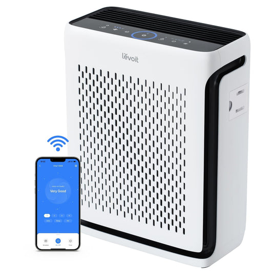 LEVOIT Vital 100S-P Smart HEPA Air Purifier – Large Room Coverage up to 1073 sq ft, Air Quality Monitor, WiFi Control & Washable Pre-Filter (White)
