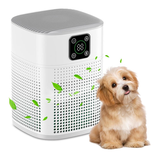Honeyuan H13 HEPA Air Purifier – 3-Stage Filtration with 360° Air Intake, 600 sq ft Coverage, White